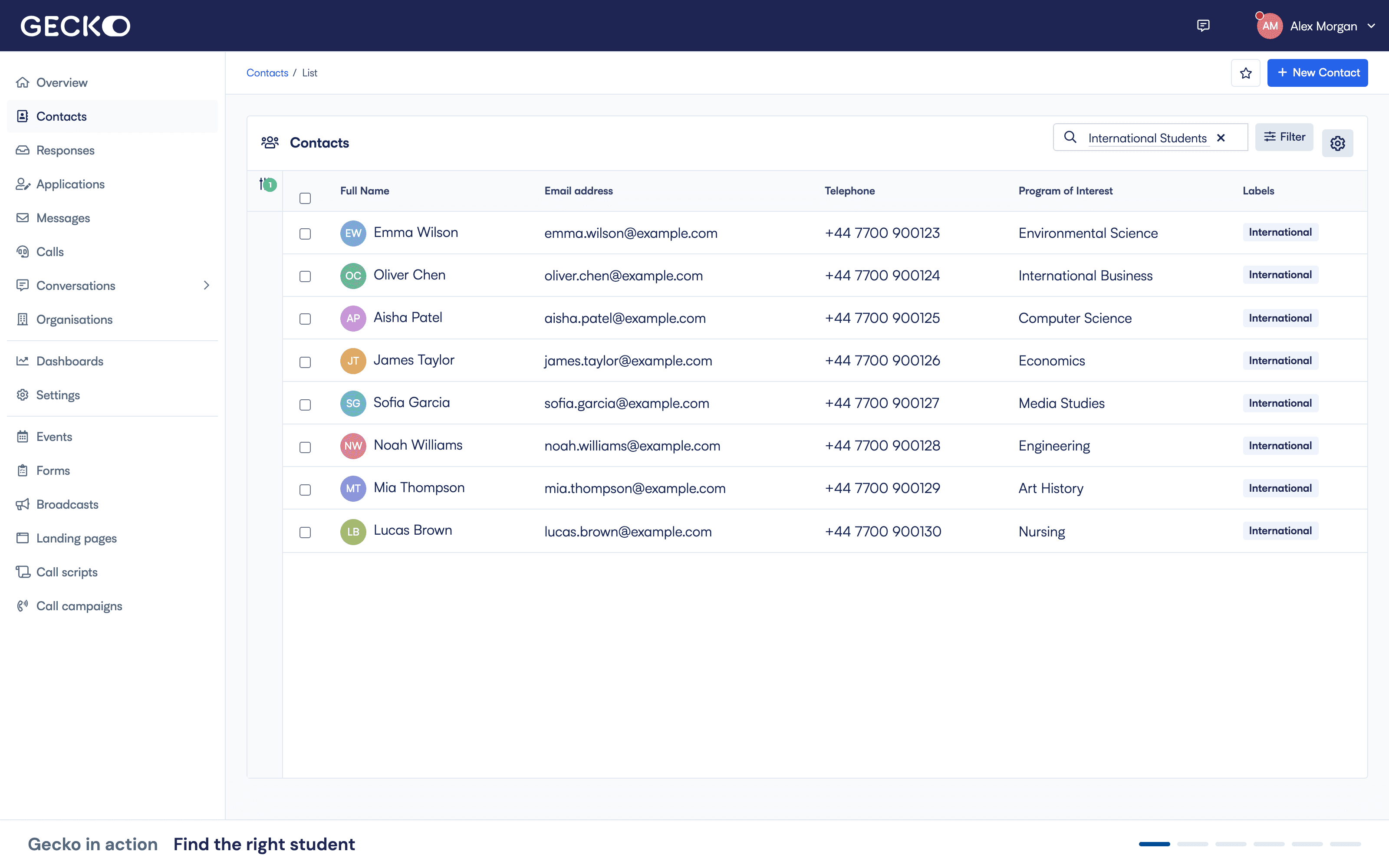 Gecko CRM: contacts, conversations, events and in-app calling